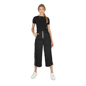 DAUNTLESS Womens Black Cotton Pocketed From Waist To Hem High Waist Pants S